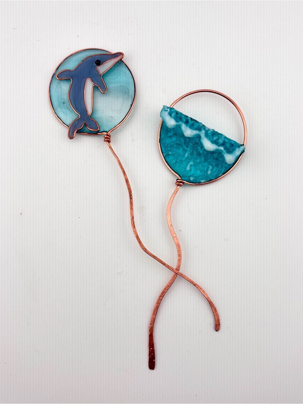 HANDMADE Copper and 3D Resin Art Bookmarks, Artisan Book Lover Gift